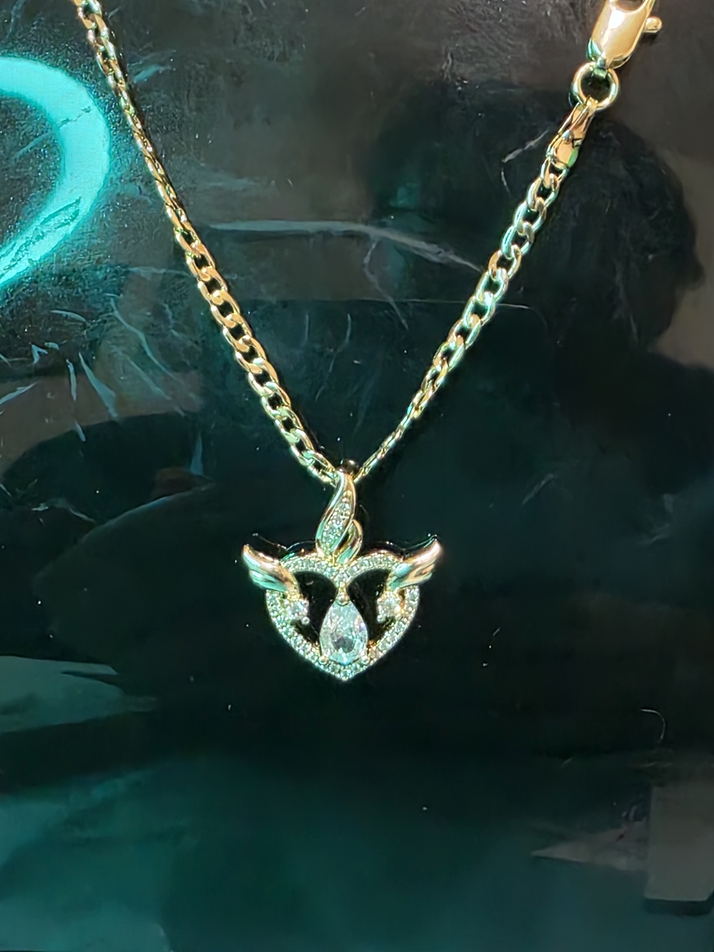 Gold Heart and Wing Pendant Necklace - Women's Jewelry